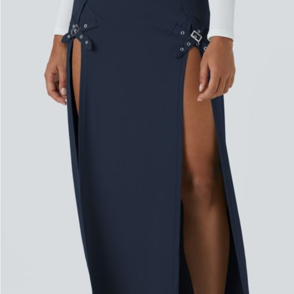 HALARA High Waisted Decorative Buckle 2-in-1 Maxi Casual Skirt NWT XL